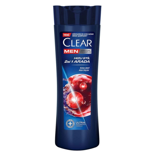 شامپو مو ضد شوره کلیر مردانه دوکاره 2 در 1 CLEAR MEN Hızlı Stil 2’si 1 Arada حجم 350 میلی لیتر